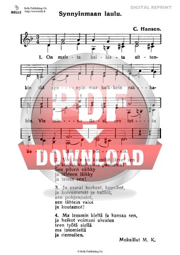 Hansen, Christian: Synnyinmaan laulu (ch&oelig;ur d'enfants)