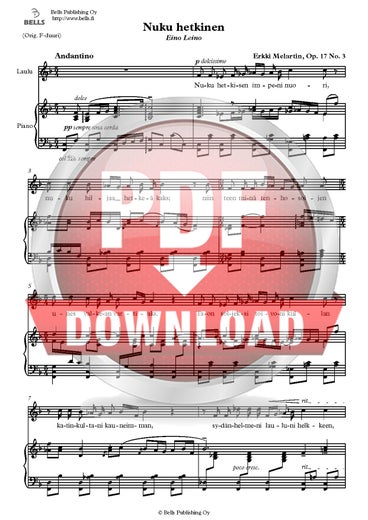 Melartin, Erkki: Nuku hetkinen, Op. 17 No. 3