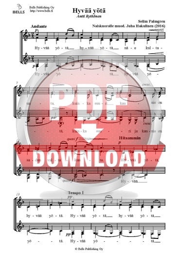Palmgren, Selim: Hyv&auml;&auml; y&ouml;t&auml; (ch&oelig;ur de femmes)