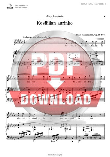 Trad. (arr. Ilmari Hannikainen): Kes&auml;illan aurinko, Op. 36 No. 3