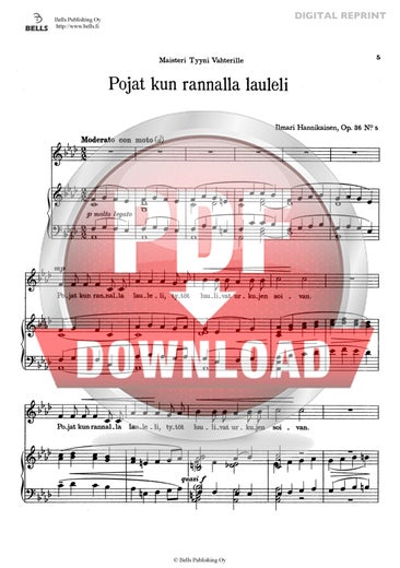 Trad. (arr. Ilmari Hannikainen): Pojat kun rannalla lauleli, Op. 36 No. 5