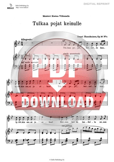 Trad. (arr. Ilmari Hannikainen): Tulkaa pojat keinulle, Op. 36 No. 4
